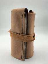 brown handmade leather watch roll